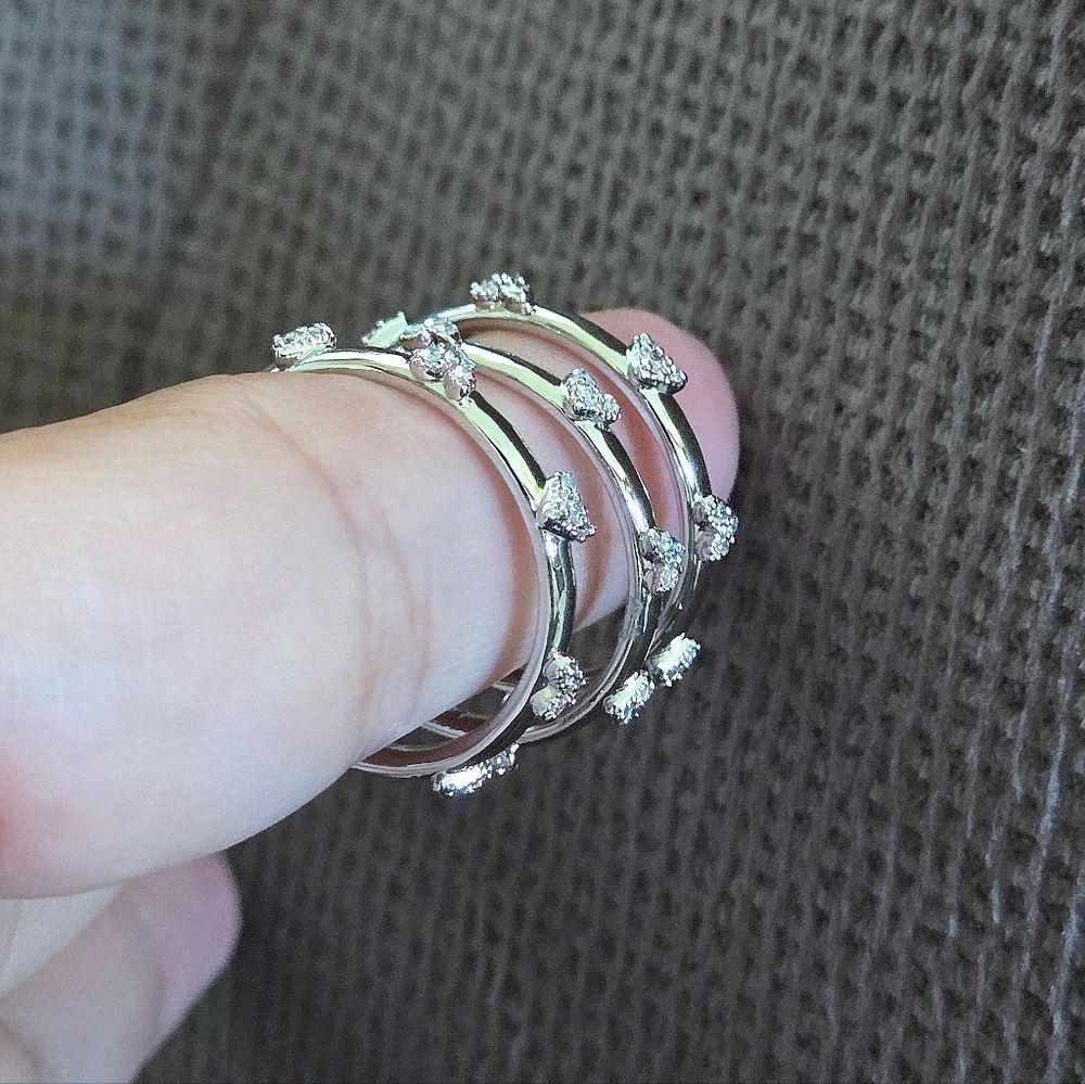 Kendra Scott "Haven" Silver🤍 Crystal Heart❤️ Rings💍 Trio3️⃣ - Picture 13 of 16
